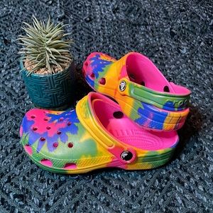 Tie dyed crocs